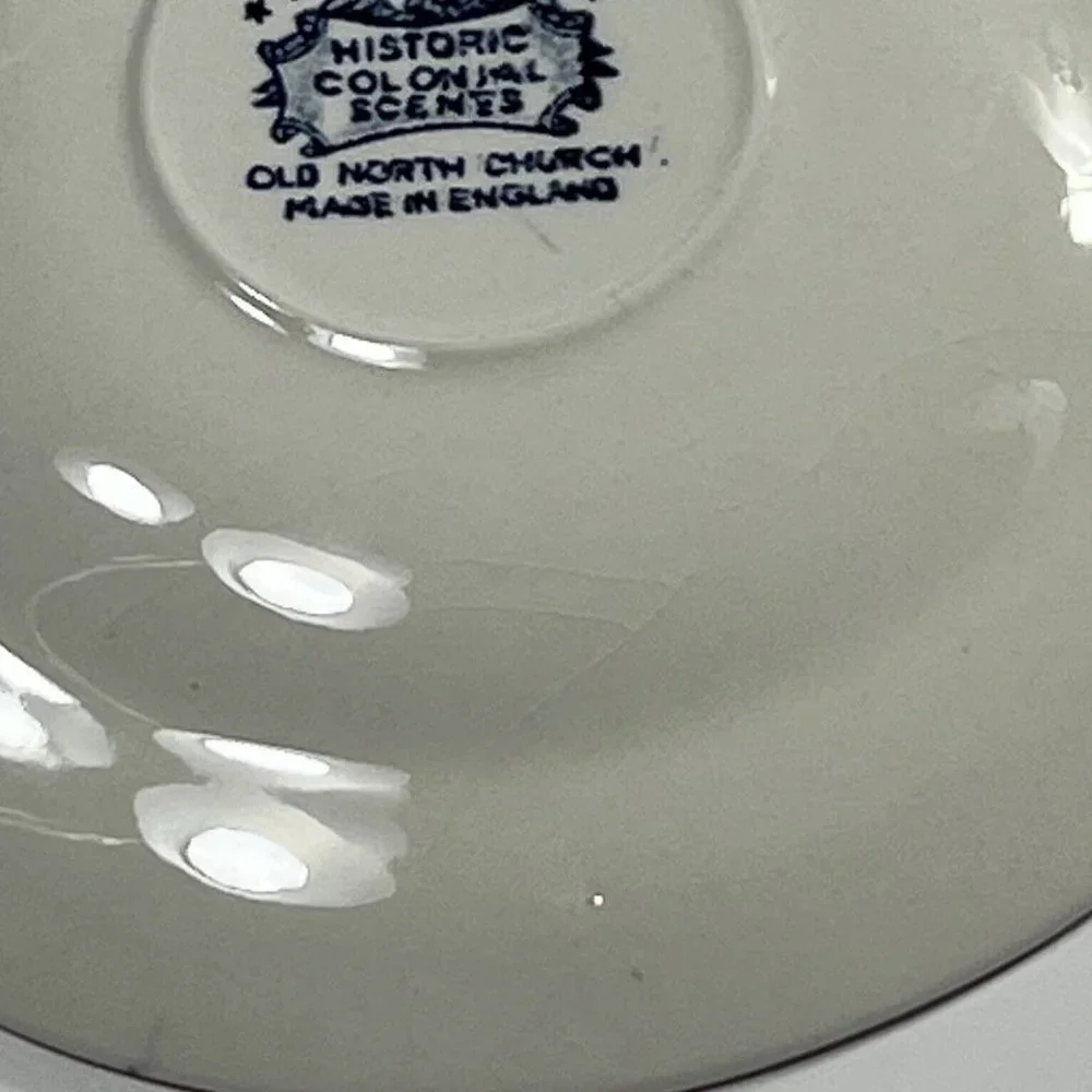 4 Vtg Liberty Blue Old North Church 5.75 inches saucersColonial Scenes Pre-Owned - Picture 10 of 13